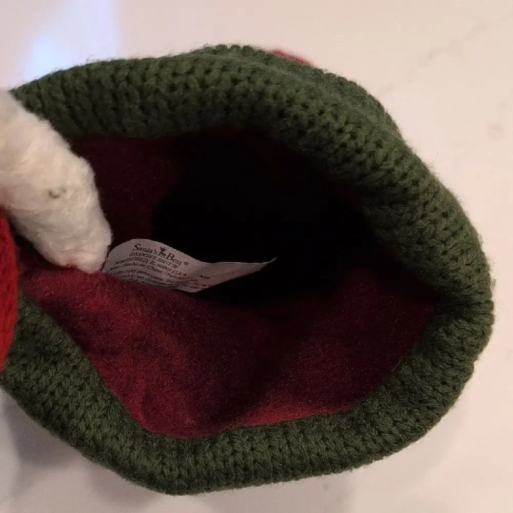 Chunky Knit Embroidered I Love My Cat Red And Green Christmas Stocking